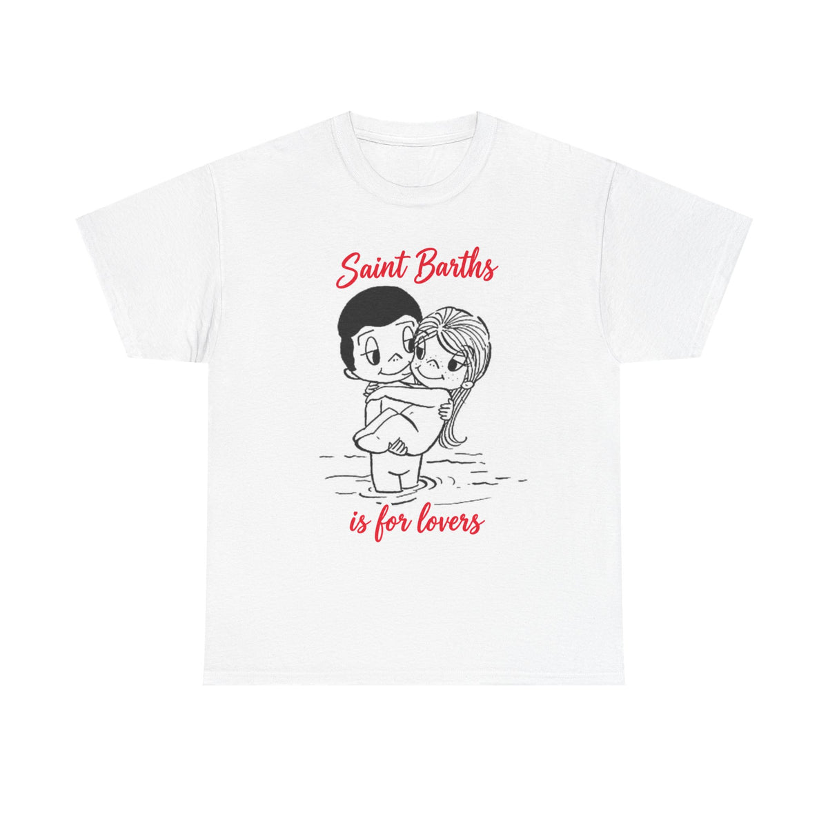 St Barth is For Lovers Heavy Cotton Tee - Red Lettering