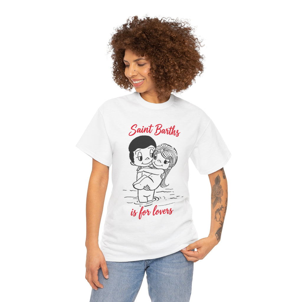 St Barth is For Lovers Heavy Cotton Tee - Red Lettering