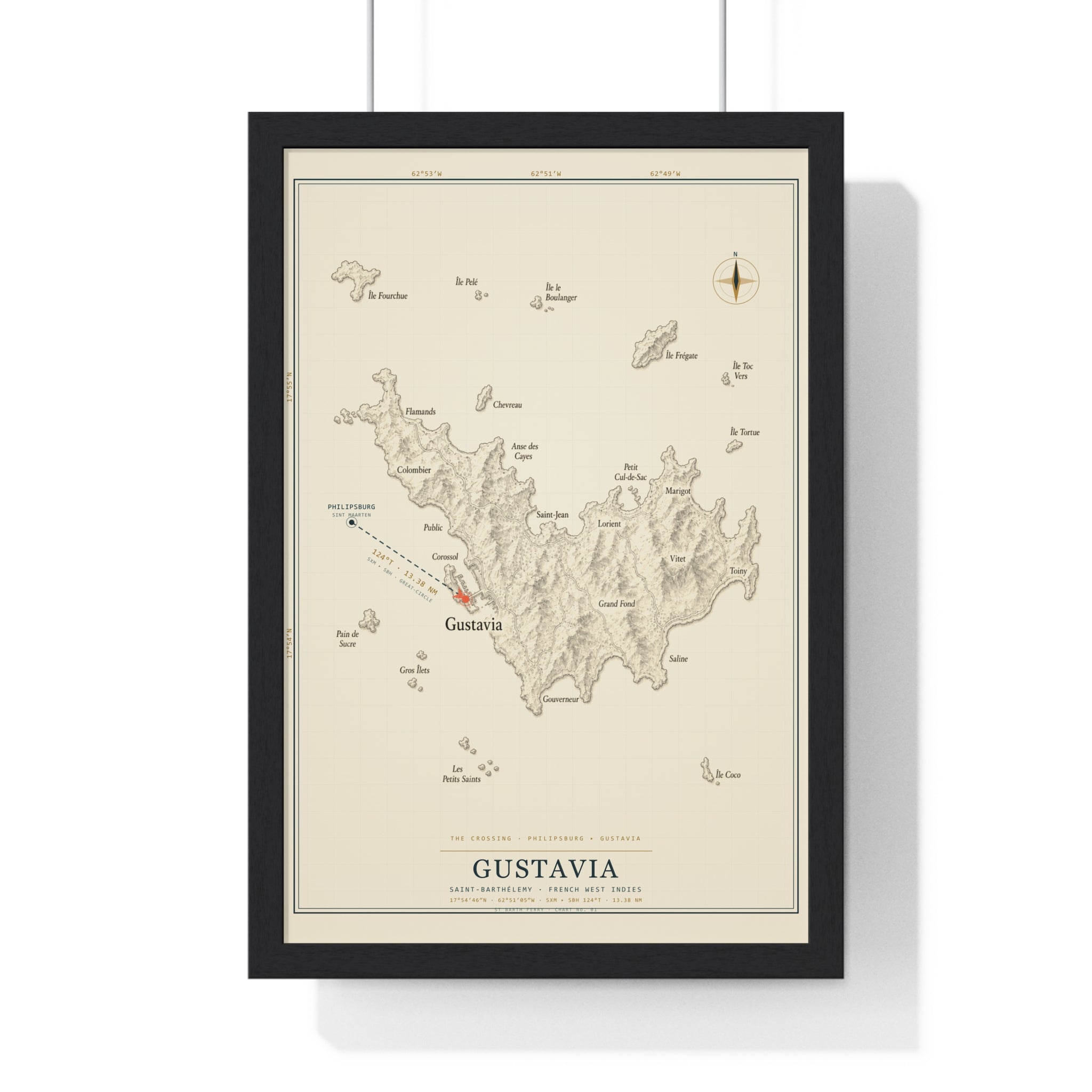 Saint-Barthélemy Nautical Chart — St Barth Map Print