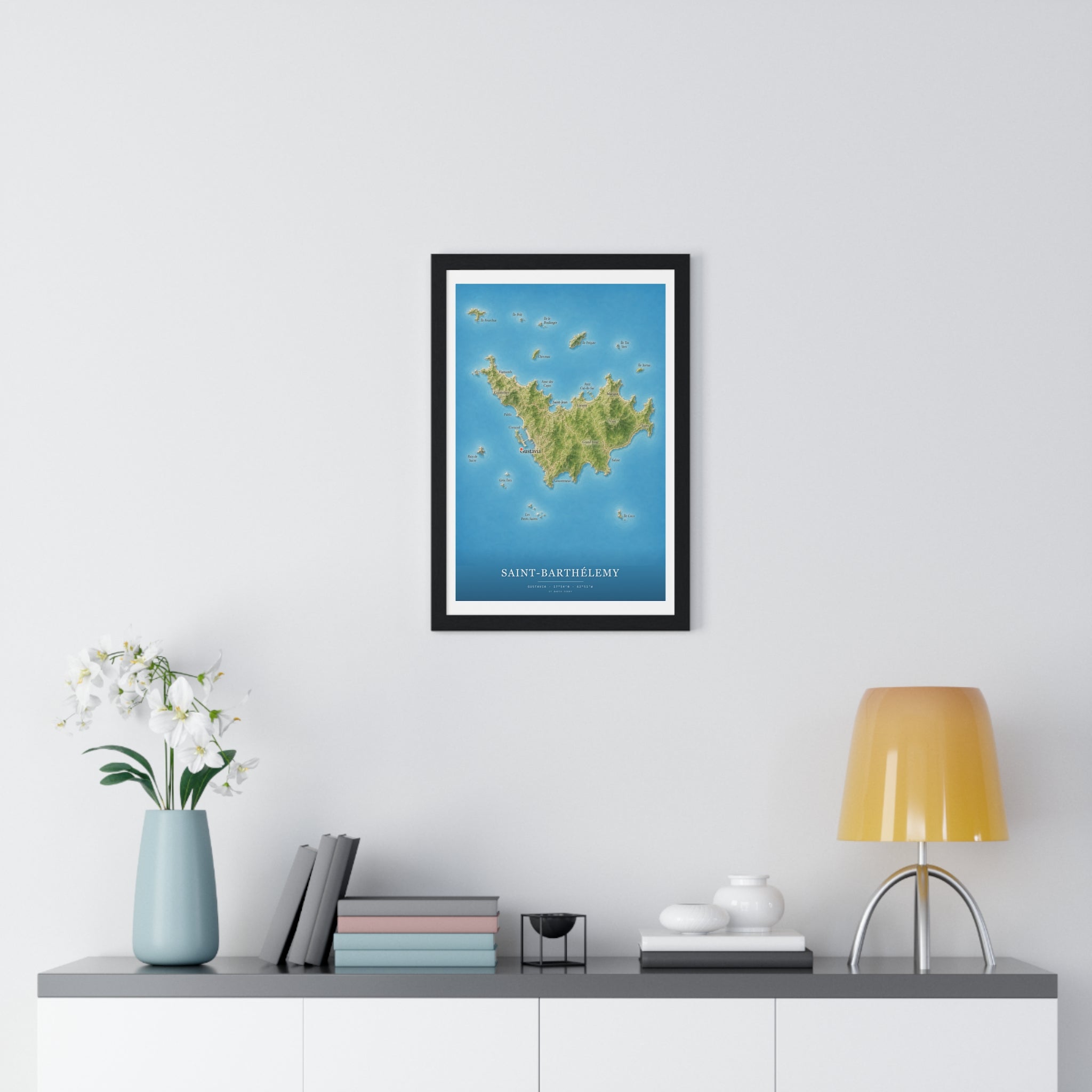 Saint-Barthélemy Map — Colour Relief Art Print