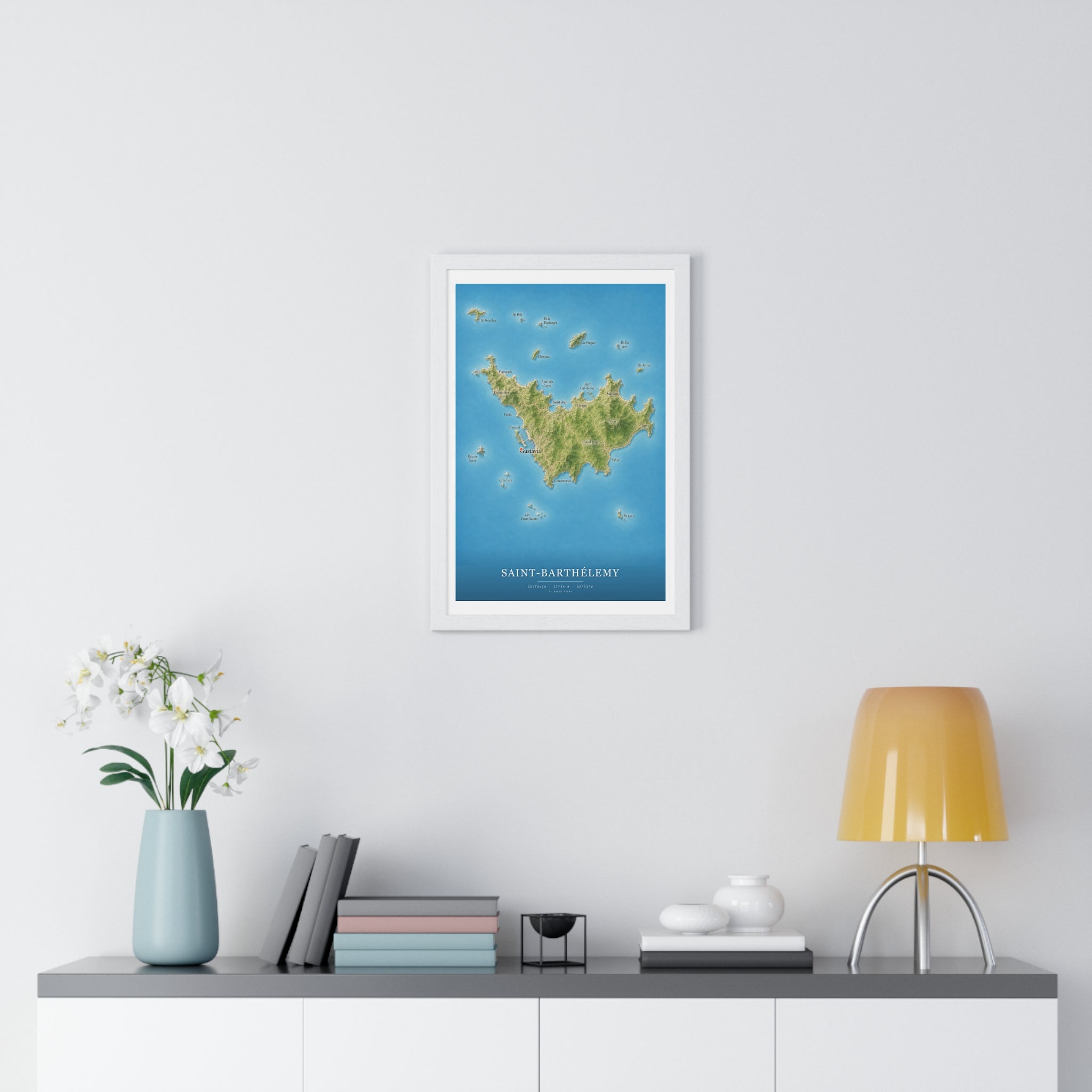 Saint-Barthélemy Map — Colour Relief Art Print