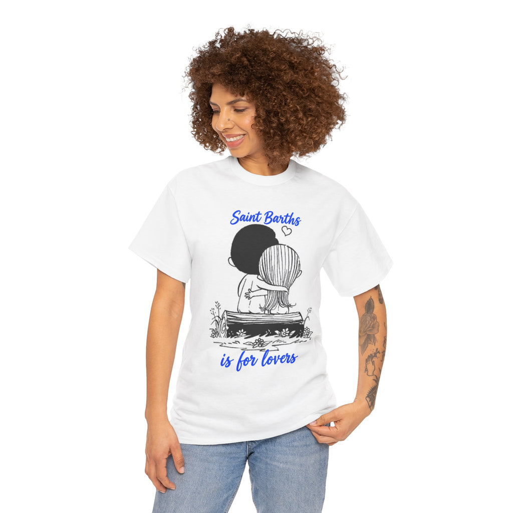 St Barth is For Lovers Heavy Cotton Tee - Blue Lettering