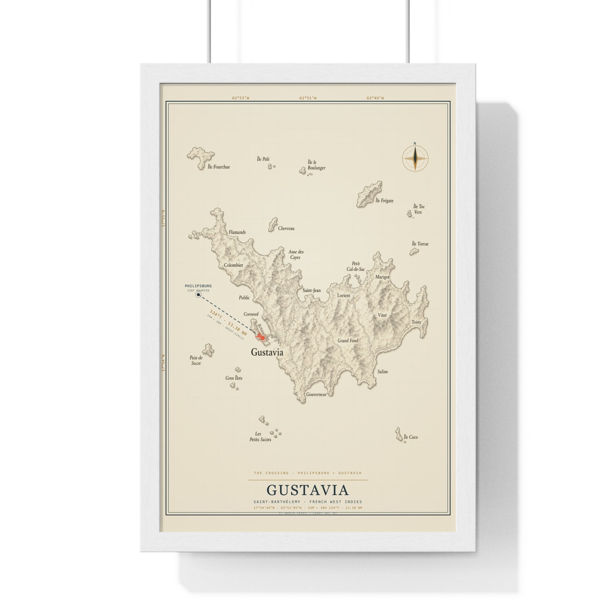Saint-Barthélemy Nautical Chart — St Barth Map Print
