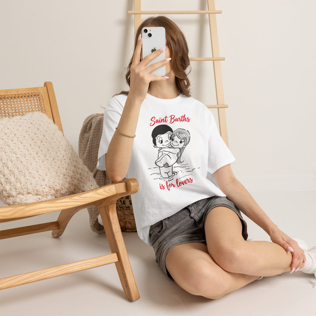 St Barth is For Lovers Heavy Cotton Tee - Red Lettering