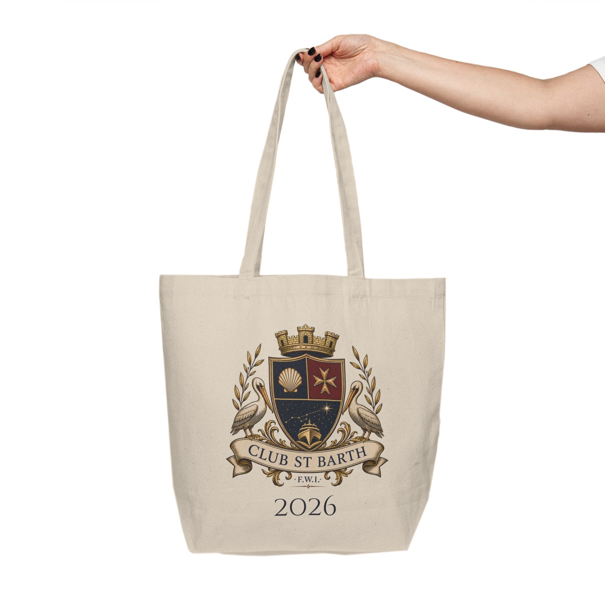 Club St Barth Crest Canvas Shopping Tote 2026 — F.W.I.