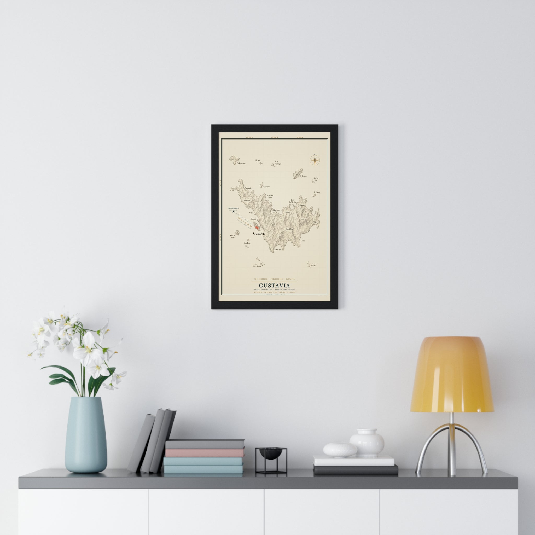 Saint-Barthélemy Nautical Chart — St Barth Map Print