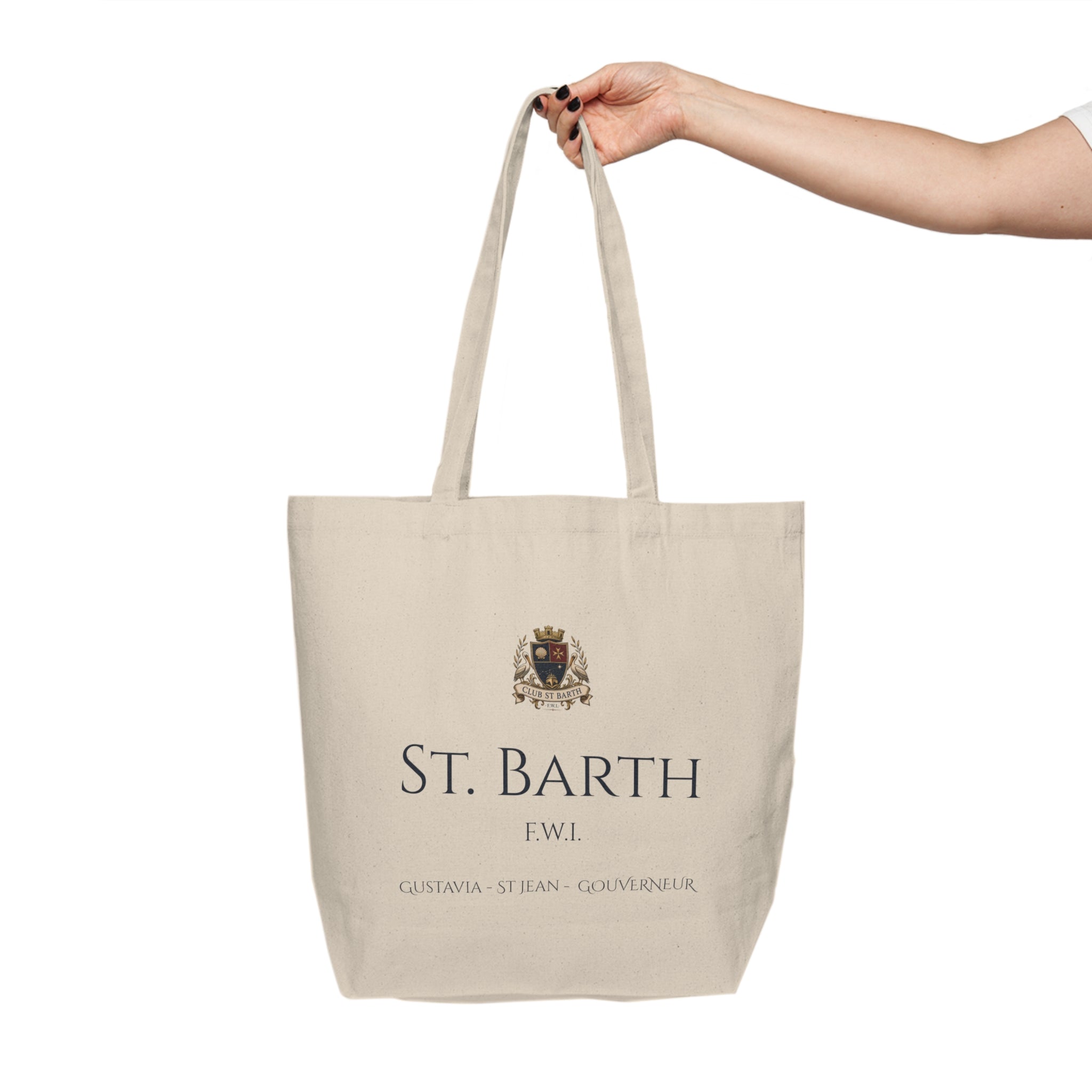 Club St Barth Crest Canvas Shopping Tote. — F.W.I.