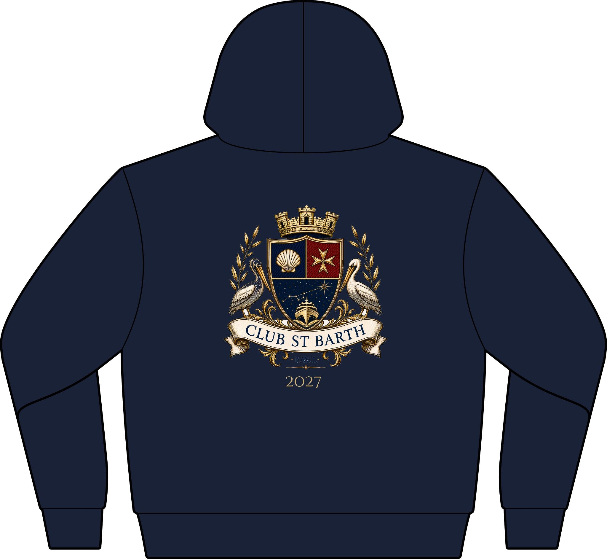 Club St Barth Crest Hoodie F.W.I. - Unisex Full-Zip