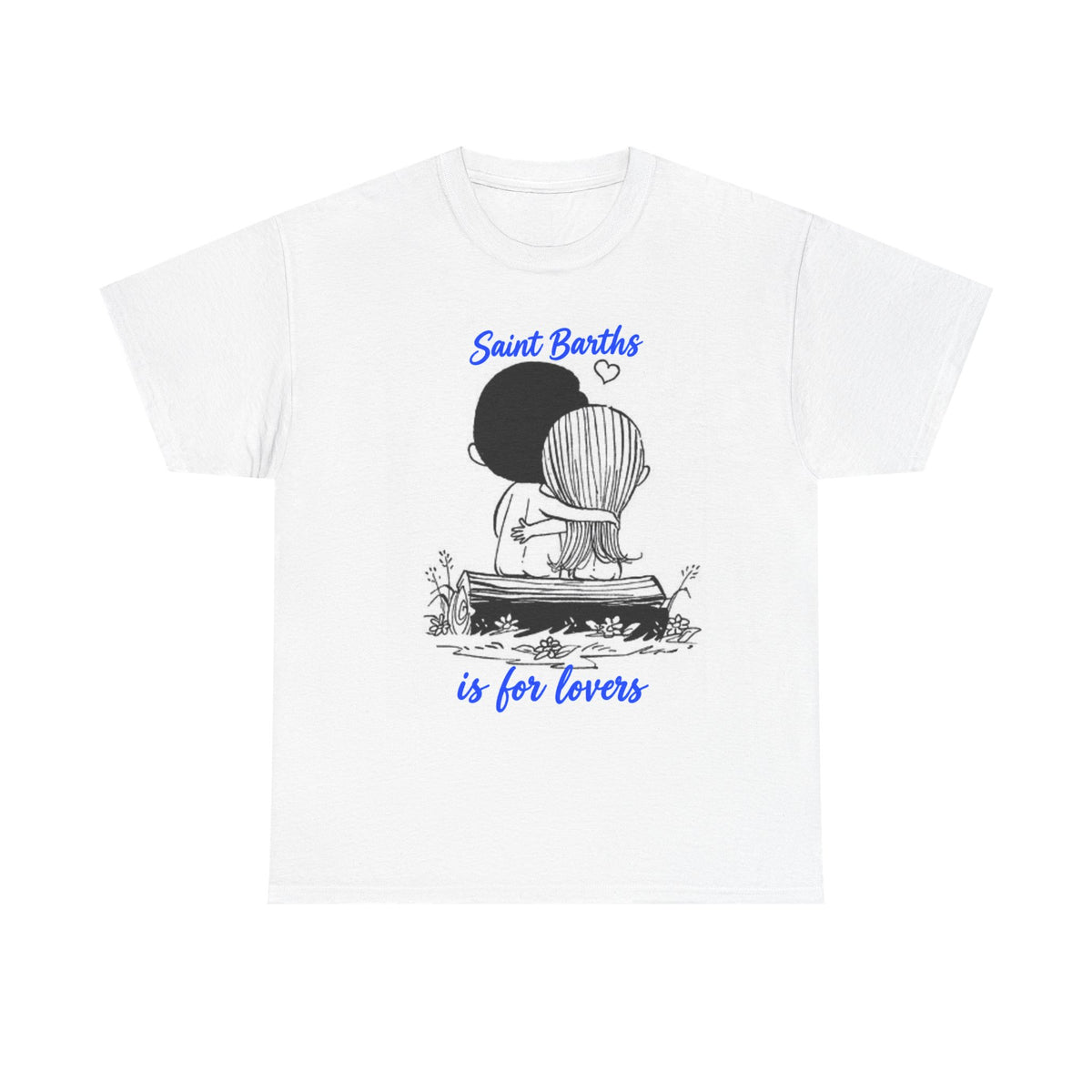 St Barth is For Lovers Heavy Cotton Tee - Blue Lettering
