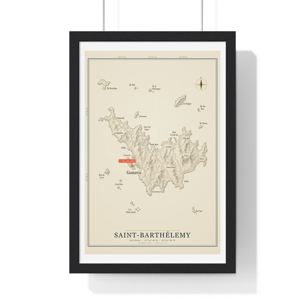 Saint-Barthélemy Nautical Chart — St Barth Map Print