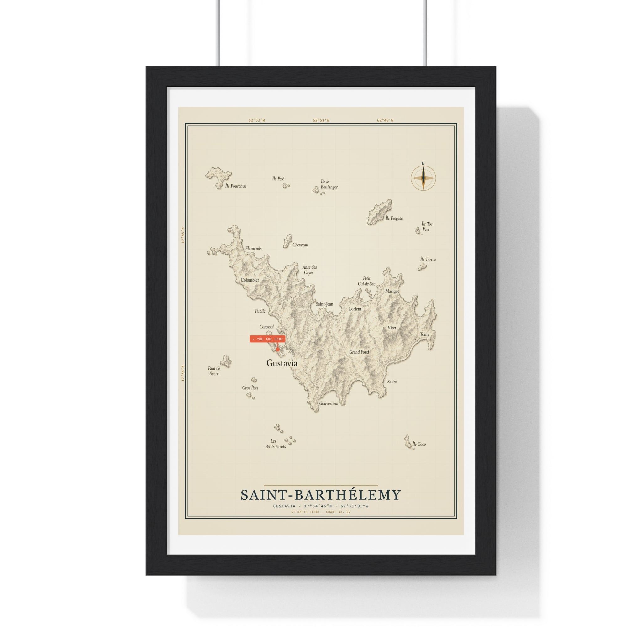 Saint-Barthélemy Nautical Chart — St Barth Map Print