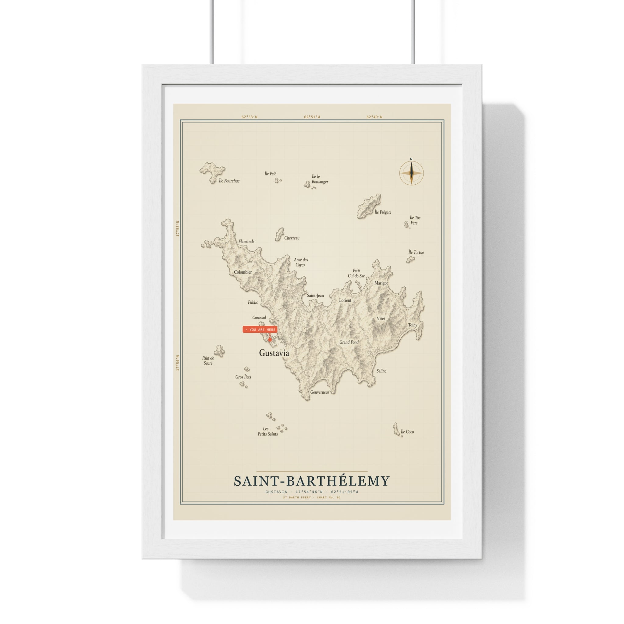 Saint-Barthélemy Nautical Chart — St Barth Map Print