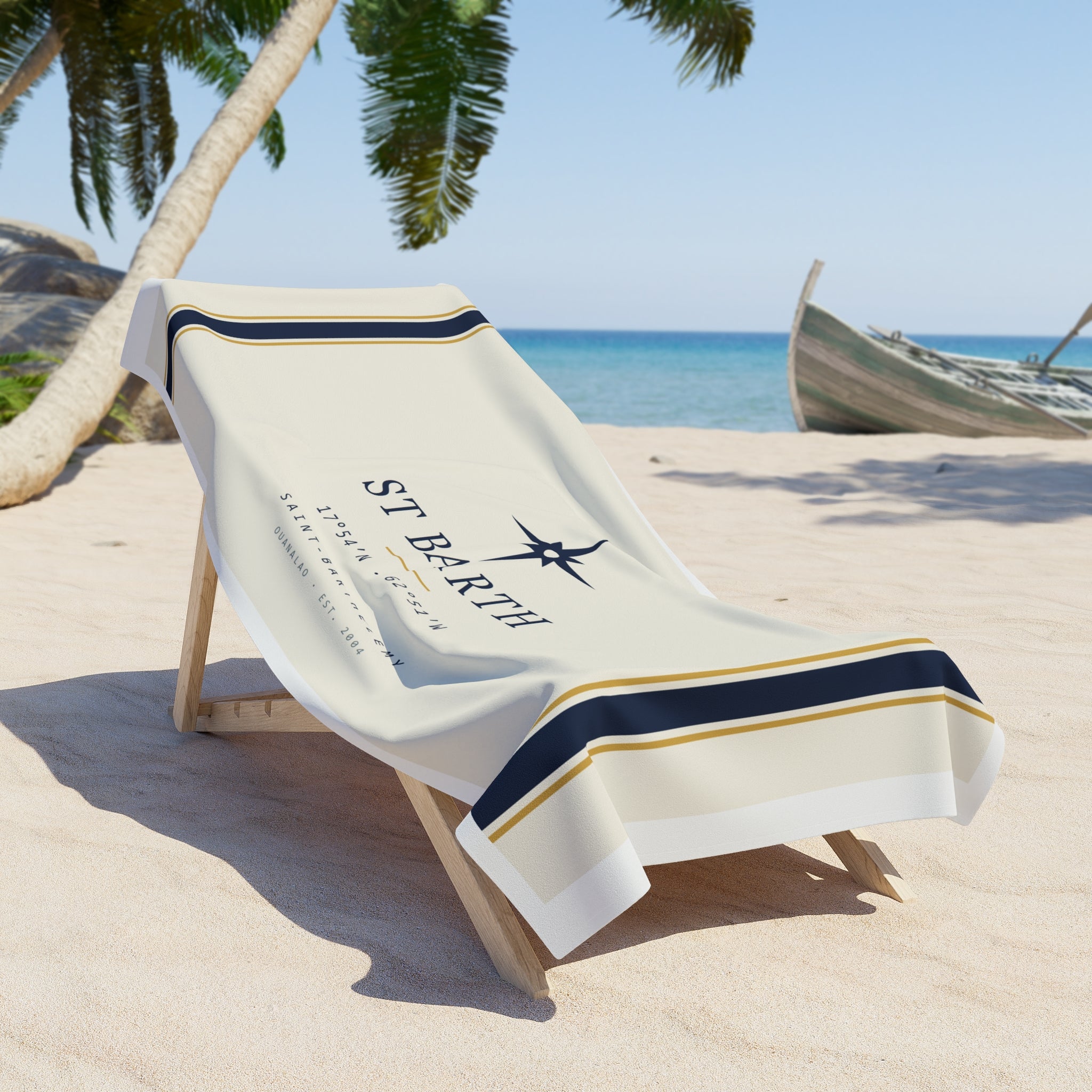 Saint-Barthélemy Chart Beach Towel — 17°54′N